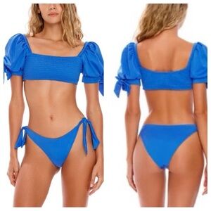New! SET Agua Bendita Eileen Mila puff sleeve cheeky Bikini 31034 24289